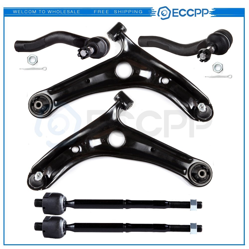 6pcs Front Control Arms Tie Rod Ends For Toyota Echo 1.5L 2000-2005