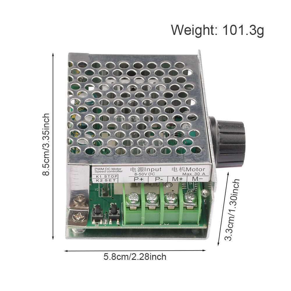 DC 8~50V Current Protection 30A PWM DC Brushed Motor Speed Controller  Regulator