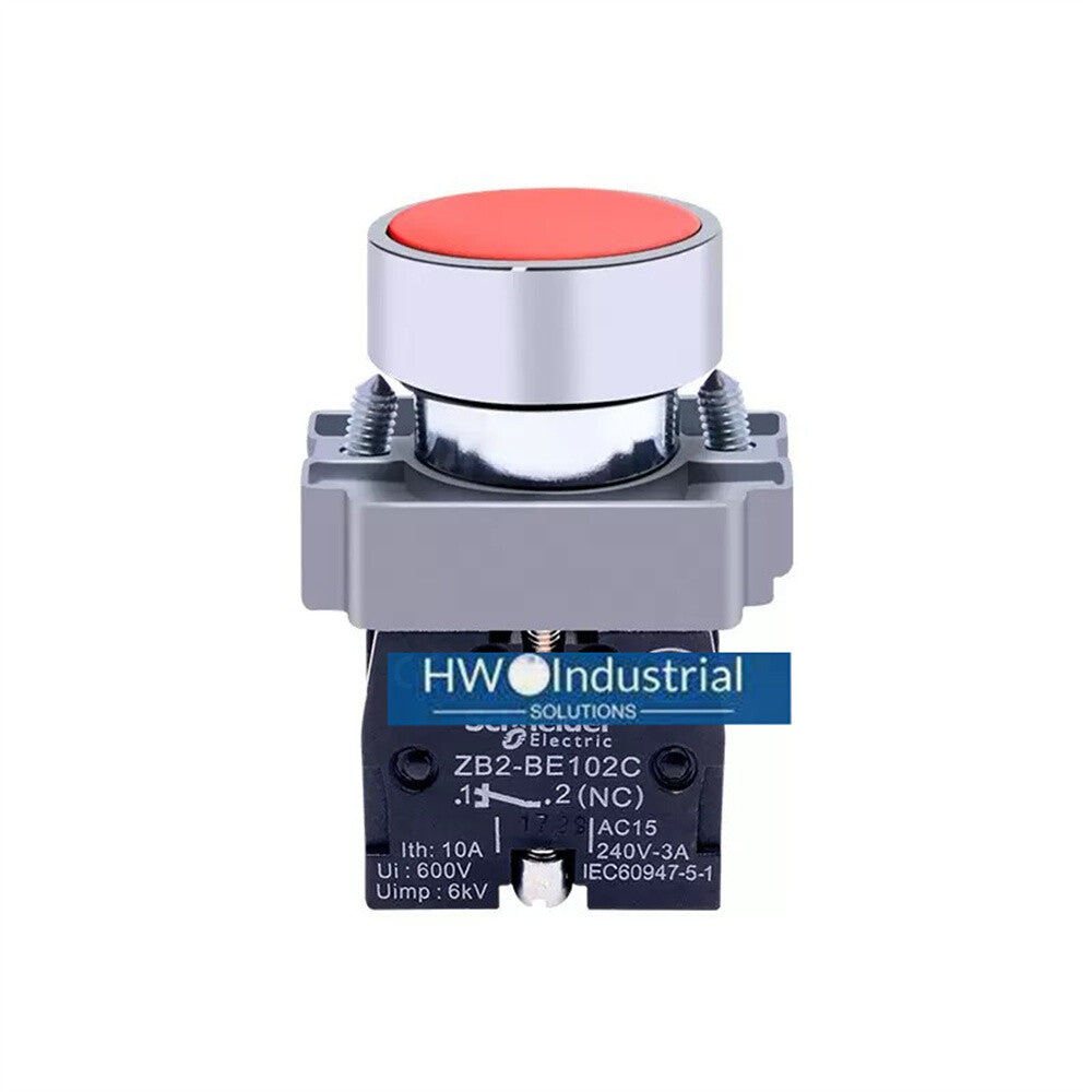 2/Piece  Flat Head Button Self Reset Switch XB2-BA42C XB2BA42C Red 1NC