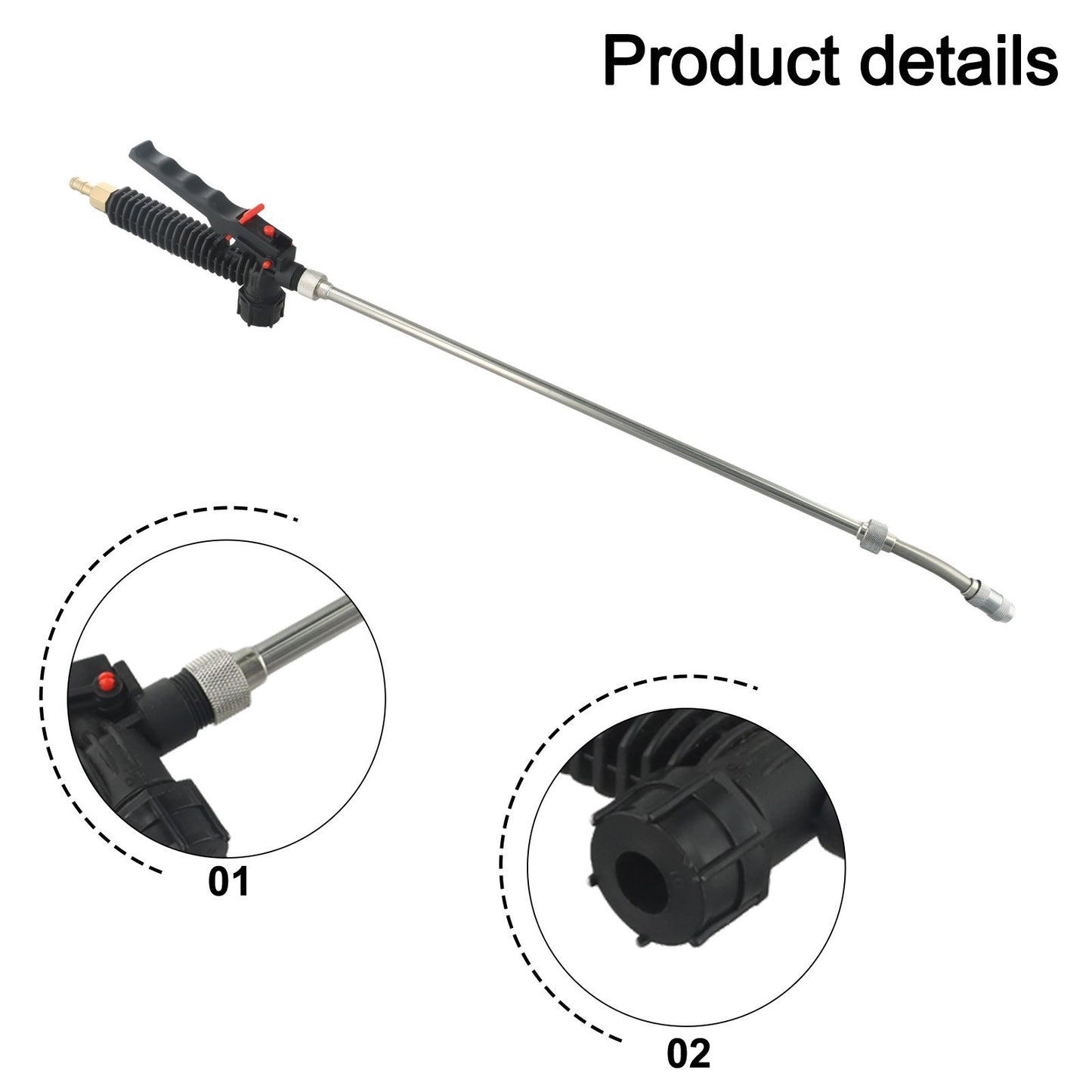 High Pressure Sprayer Wand Secure Leak-Free Connection Stainless Steel Tube