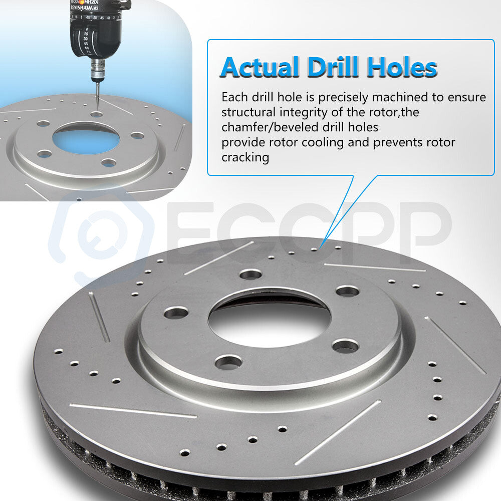Front Discs Brake Rotors Set For 2004 2005 2006 Lexus RX330 Drill and Slot