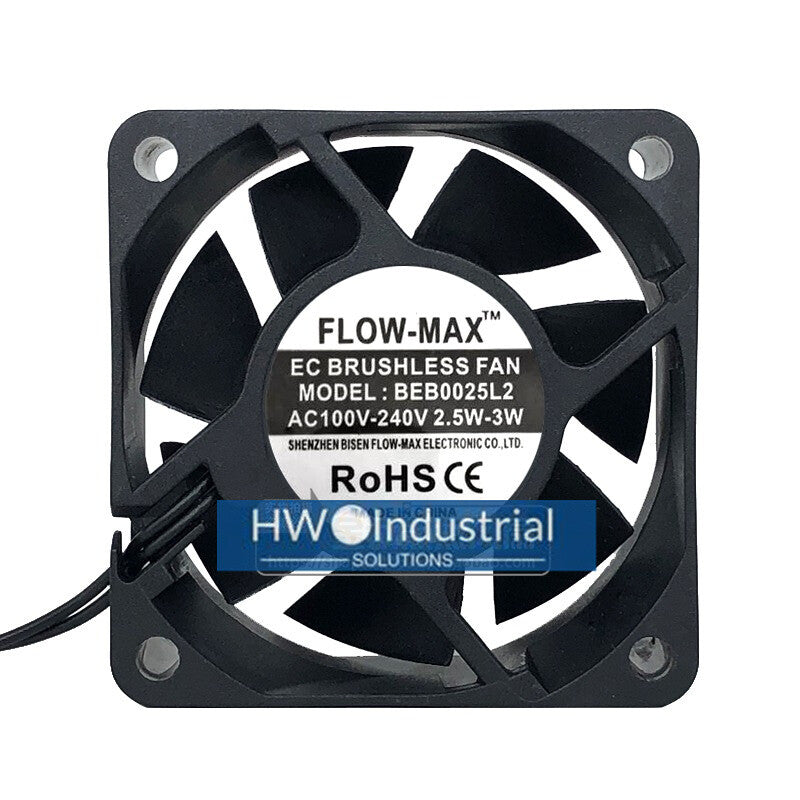 ELOW-MAX BEB0025L2 AC100V-240V 6025 6CM Chassis Cabinet Cooling Fan 2-wire