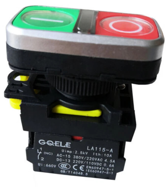 GQELE LA115-A5-11RD1 NO NC 220V Waterproof Double Position/Key Pushbutton Switch
