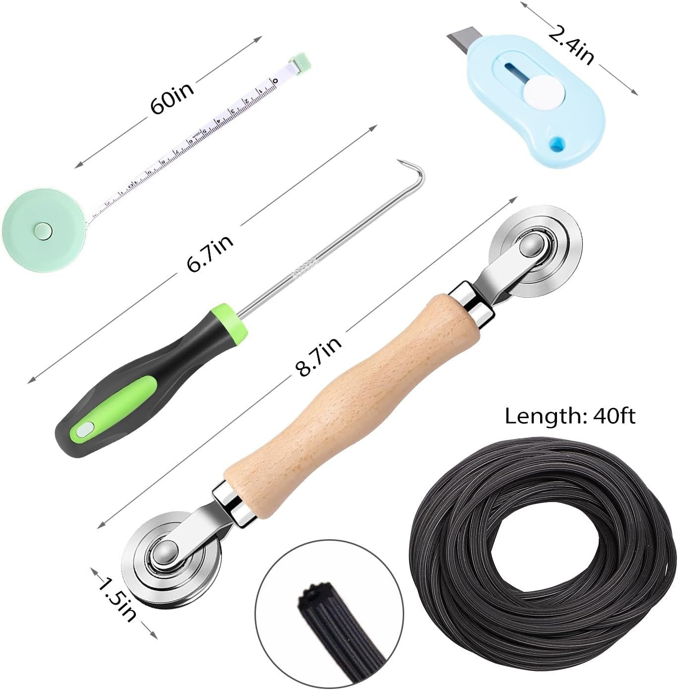 Windows Screen and Screen Door Repair Kit, 48"X118" Charcoal Fiberglass Mesh wit