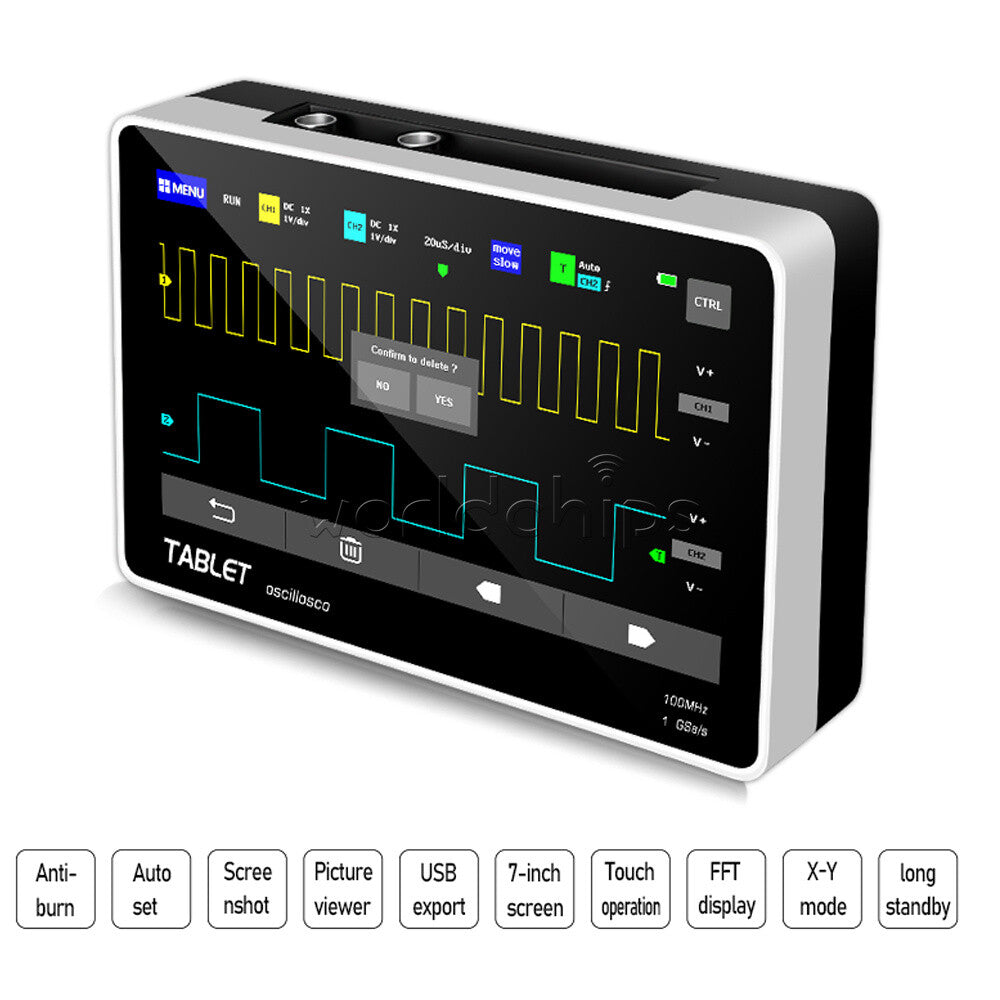 1013D 7 inch 2CH Digital Storage Oscilloscope 100MHz Bandwidth 1GS Sample Rate