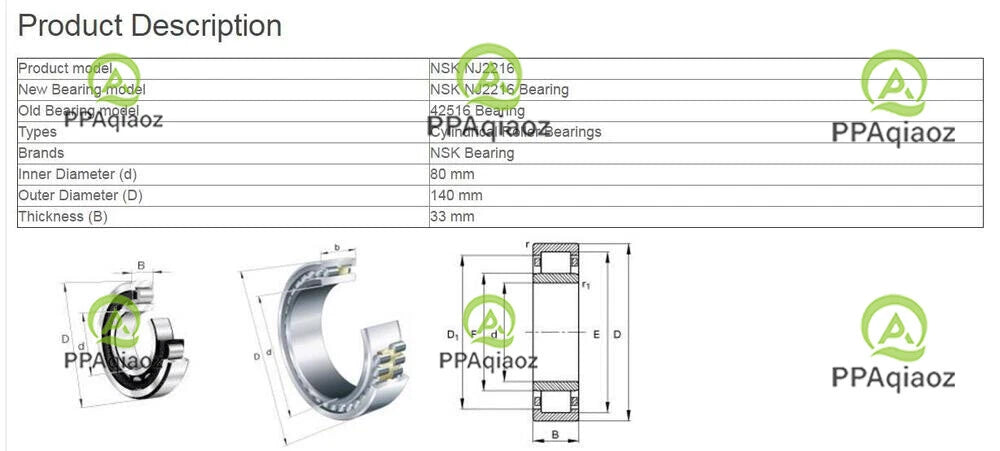 1PC NSK NJ2216 EW Cylindrical Roller Bearings 80x140x33mm #P