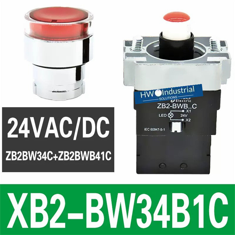 2/Piece  XB2BW34B1C XB2-BW34B1C 24V Red with Light Self Reset Button Switch