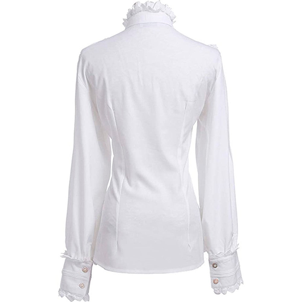 Stylish Victorian Style Womens Gothic Lolita Shirt Lotus Ruffle Blouse