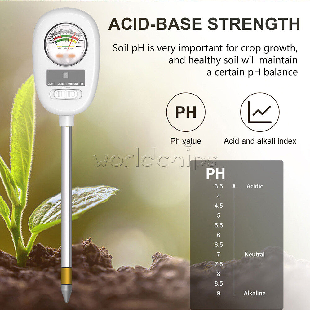 4 in 1 Soil PH Meter Sunlight Fertility Hygrometer Rotatable Folding Soil Tester
