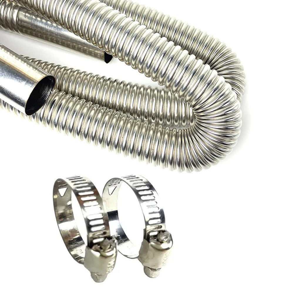 Exhaust Hose 25mm ID 100cm Stainless Steel with 3cm Clamps for Diesel Heater