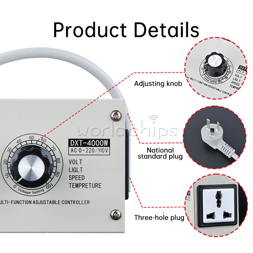 220V 4000W Adjustable Voltage Regulator Dimming SCR Temperature Speed Controller