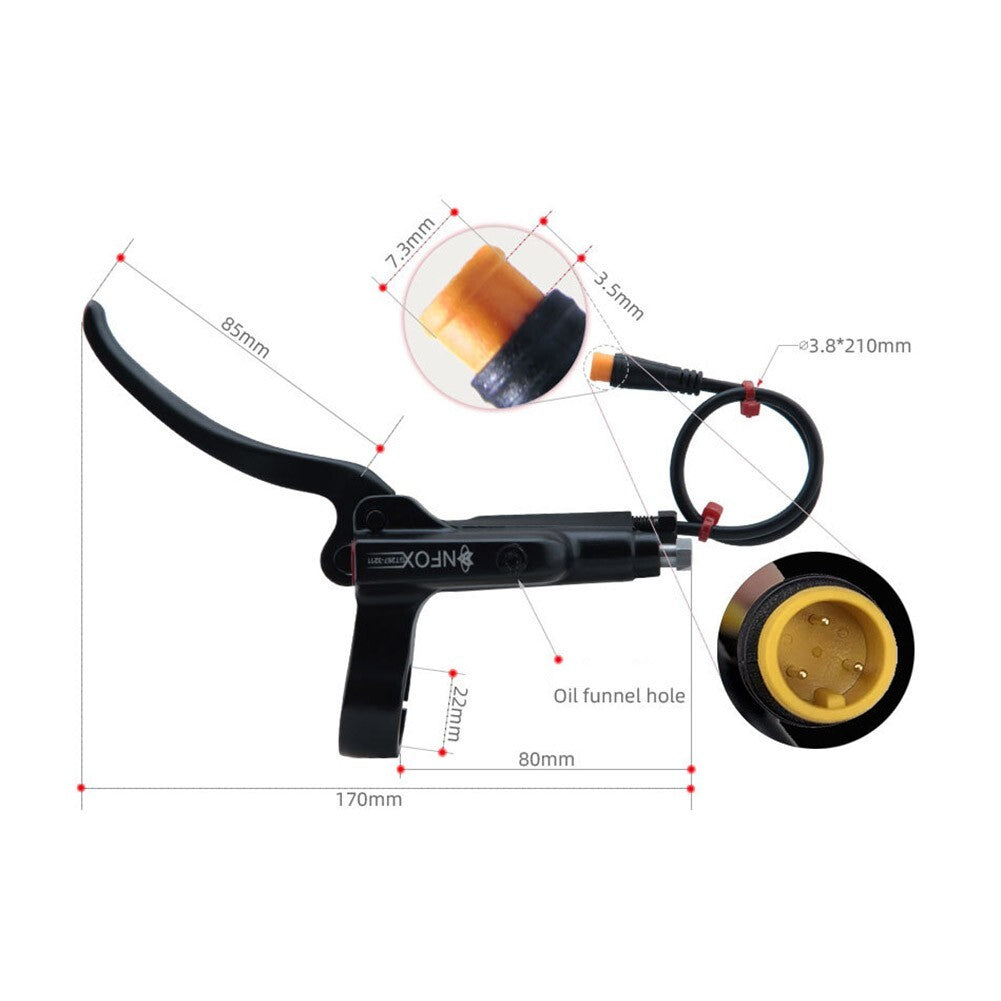 1X Electric Bike Brake Handle 3 Pin For E-Bike Hall Motor Hydraulic Brake