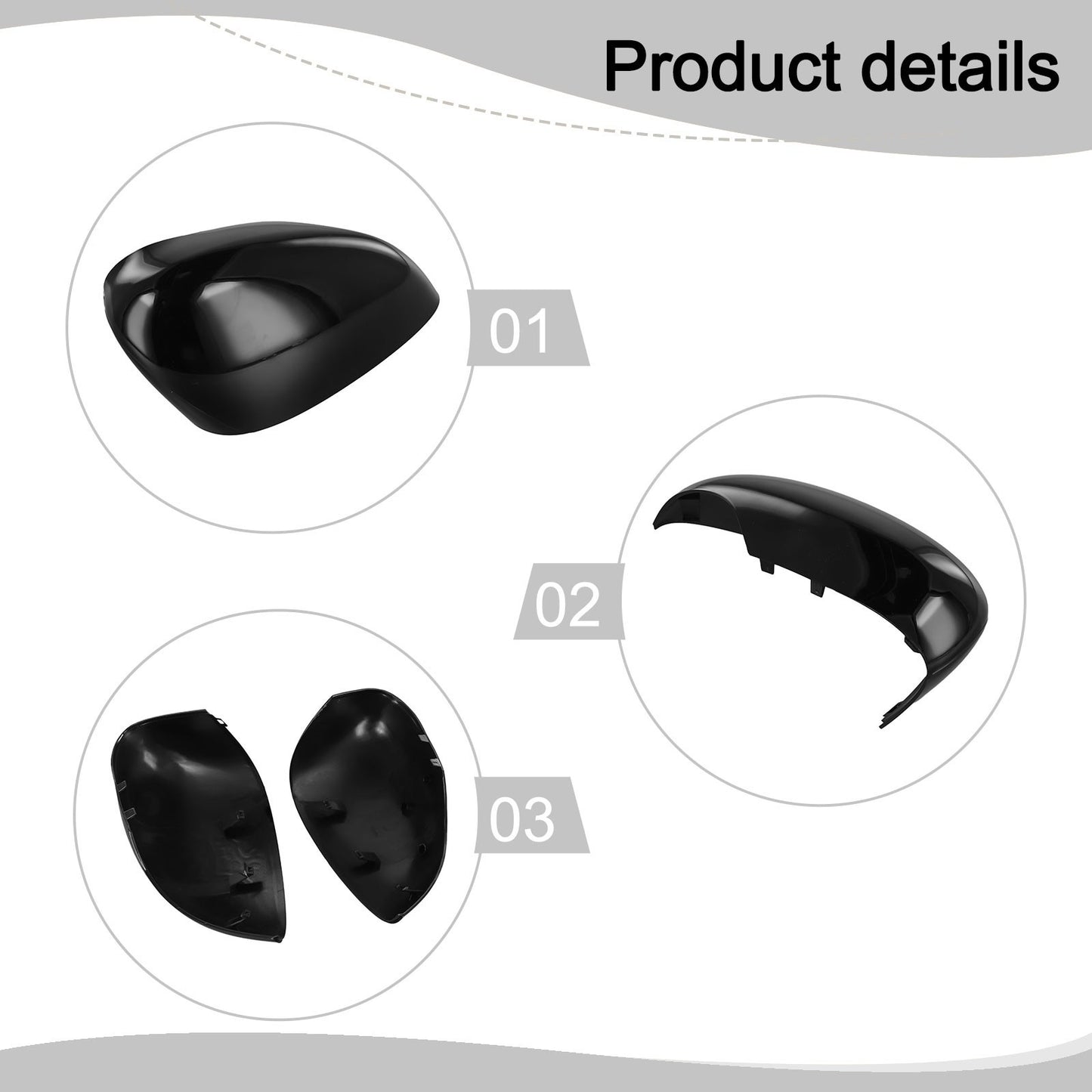 Premium Glossy Black Mirror Cover for Ford Fiesta MK7 08 17 Excellent Fit