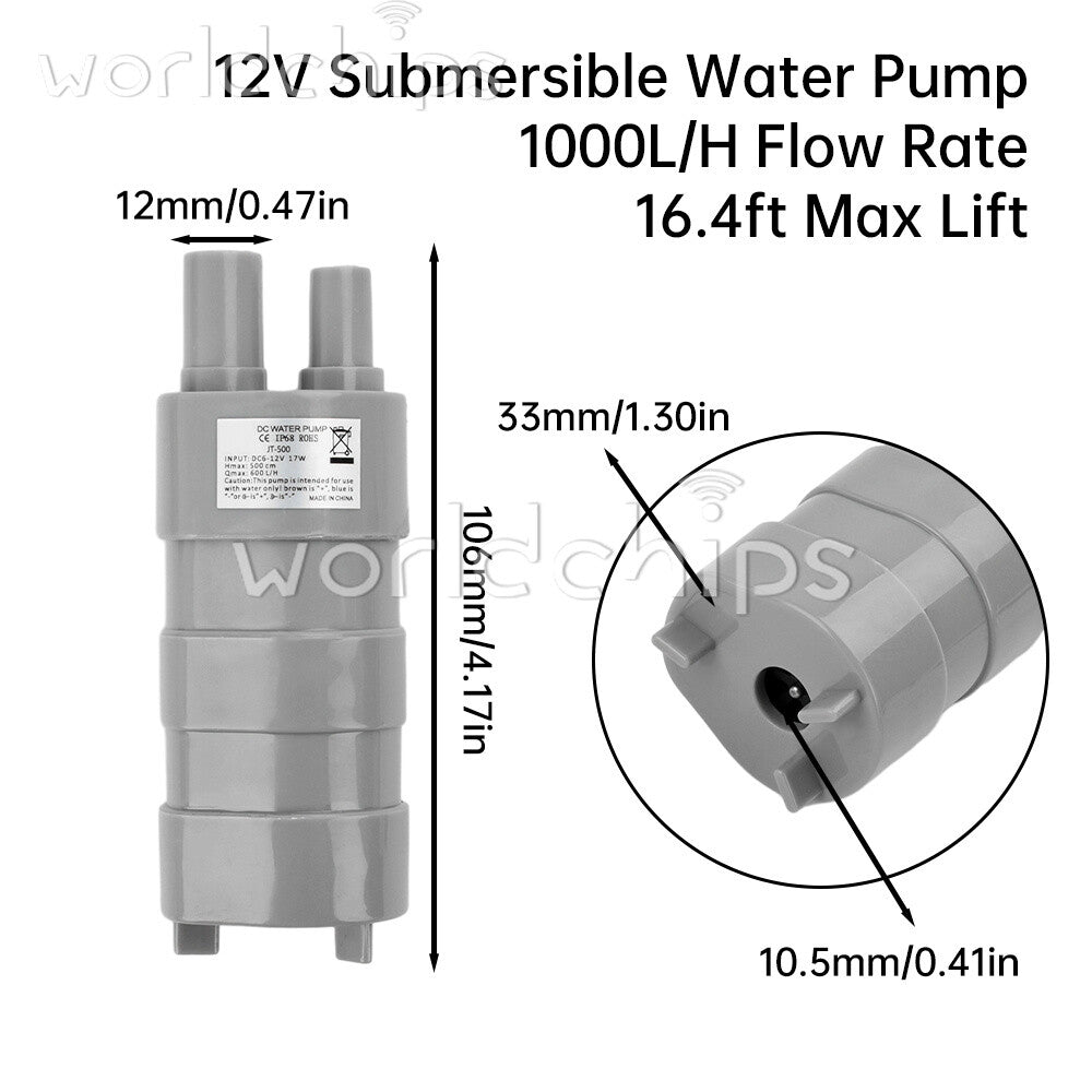 DC12V/24V Multifunctional Micro Submersible DC Water Pump High Flow 5M 600L/H