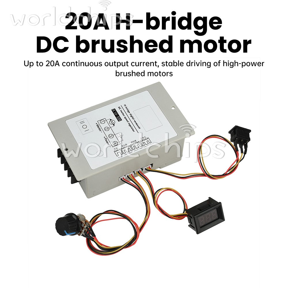 DC 10-55V 20A H-Bridge DC Brushed Motor Speed Controller with Digital Tachometer