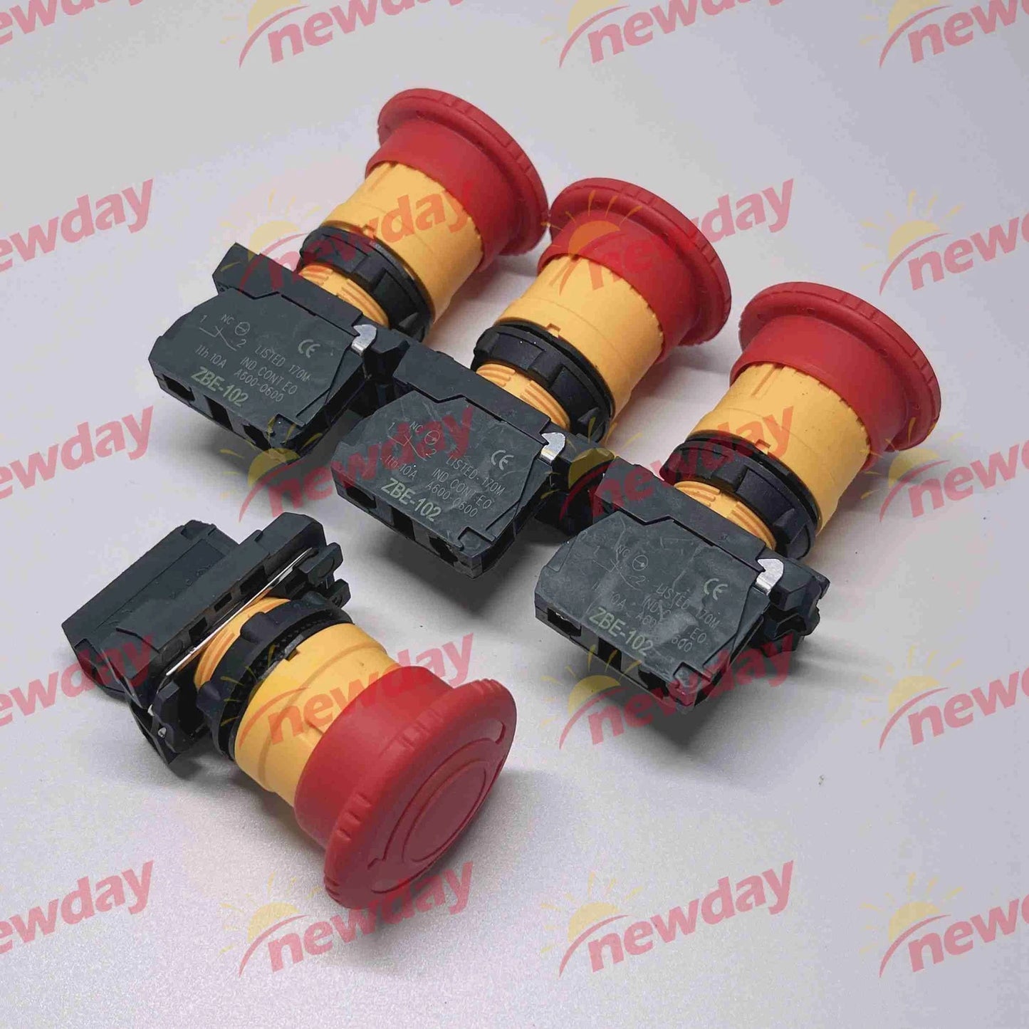 4PCS Fit XB5-AS542 Emergency switching off, mechanical latching pushbuttons 1NC