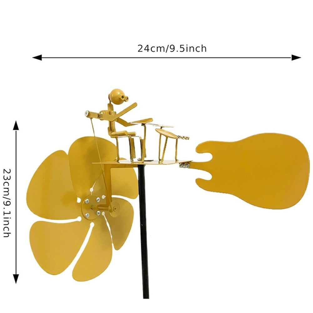 Outdoor Handmade Metal Drummer Windmill Garden Art with Realistic Movement