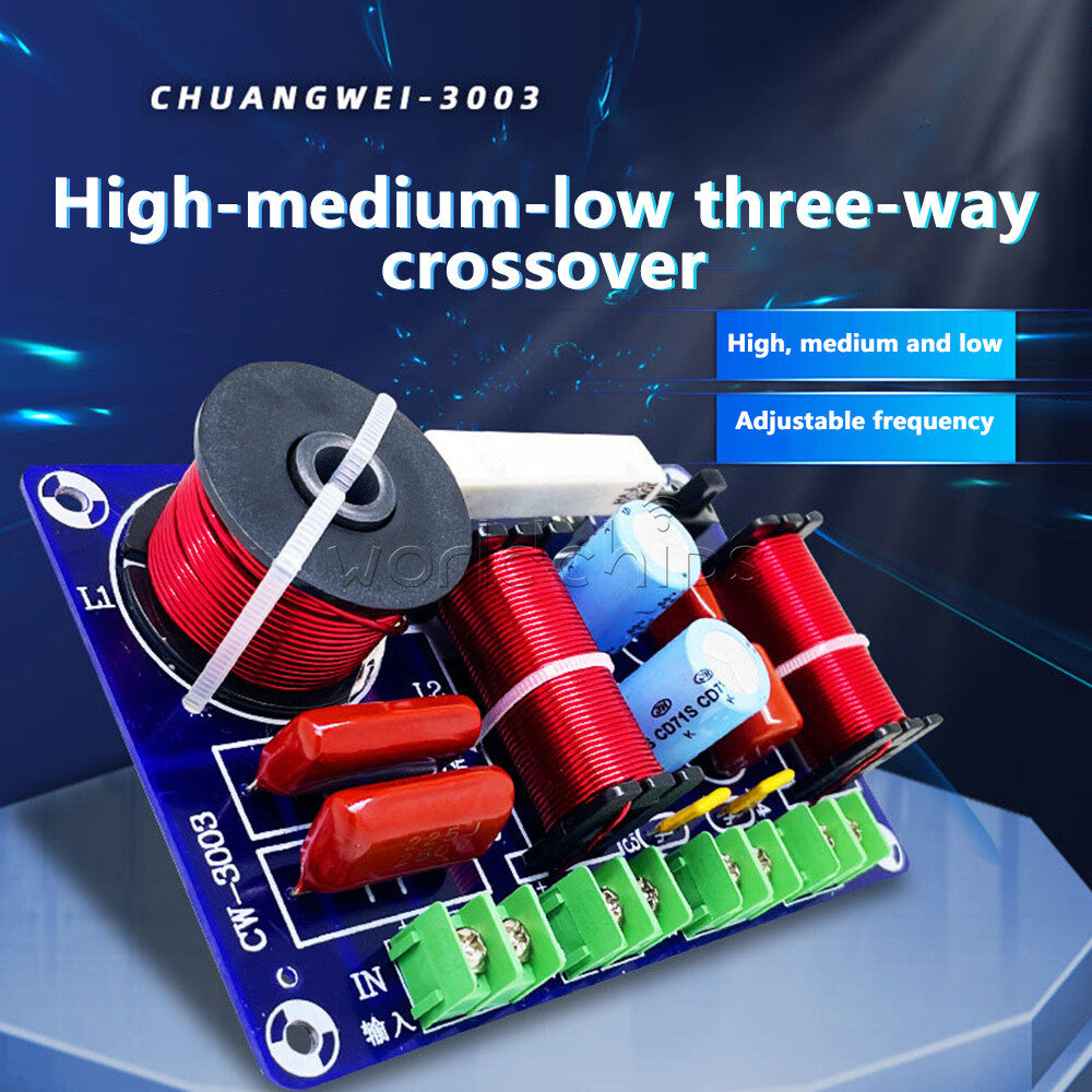 3-Way 250W 850/5200Hz Frequency Divider DIY Speaker Filter Treble Medium Bass