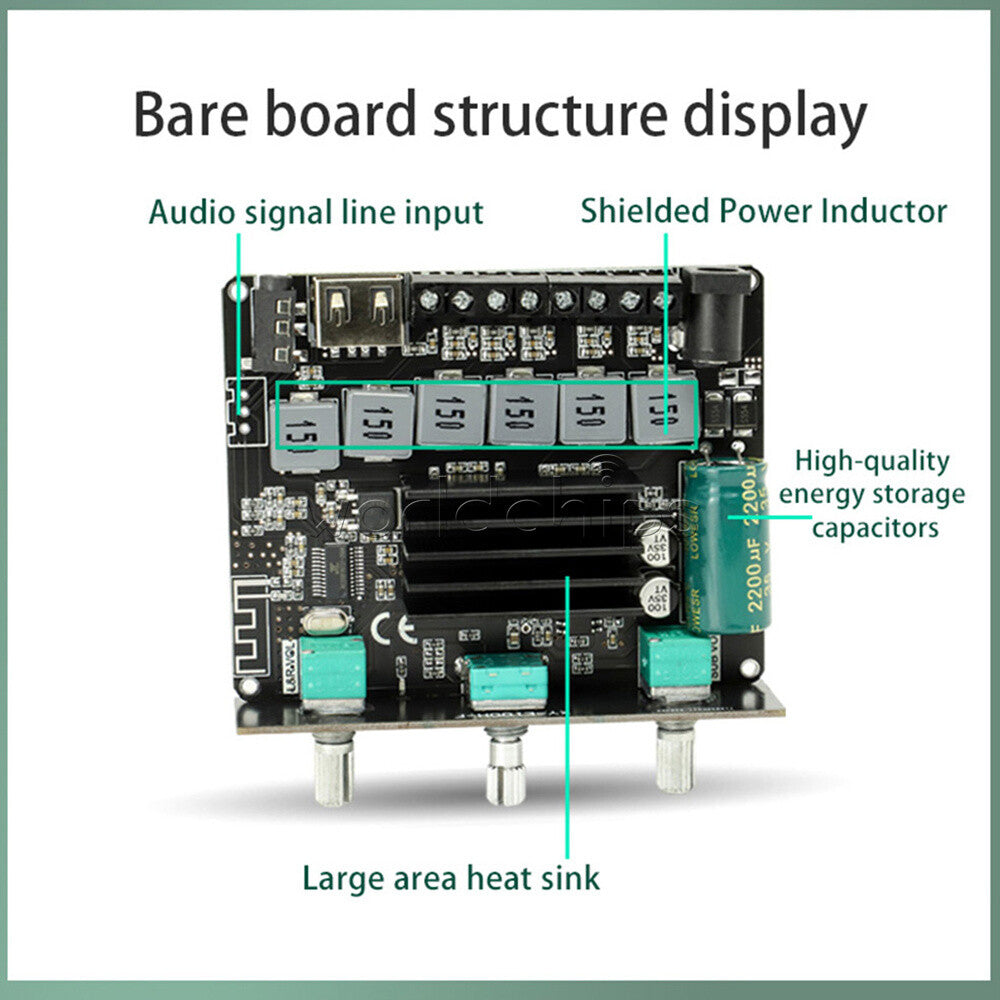 E100H 2.1 channel Bluetooth Audio Amplifier Board Module High&Low Bass Subwoofer