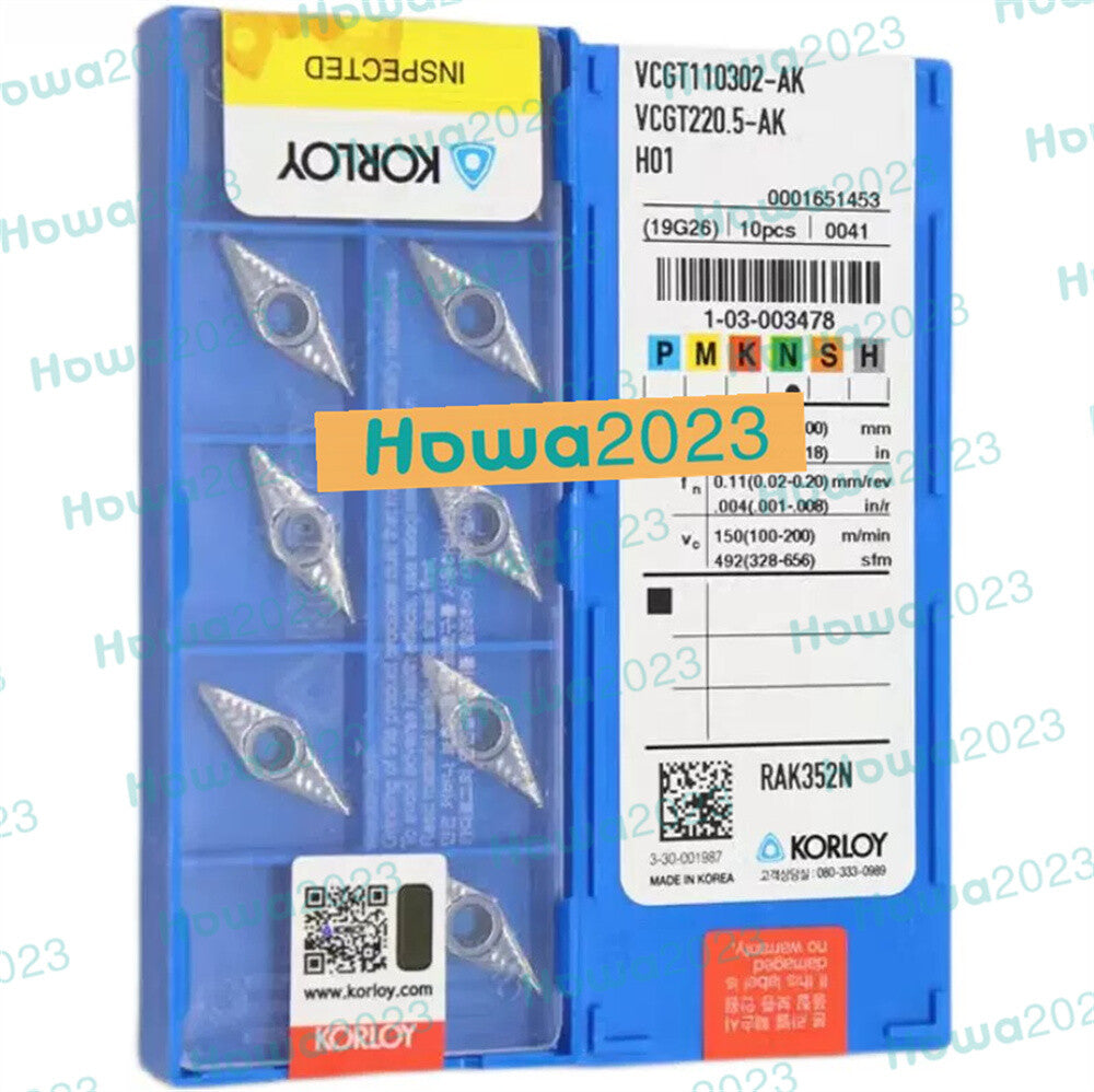 10Pieces/Box KORLOY VCGT110302-AK H01 VCGT220.5-AK Carbide Inserts Turning Blade