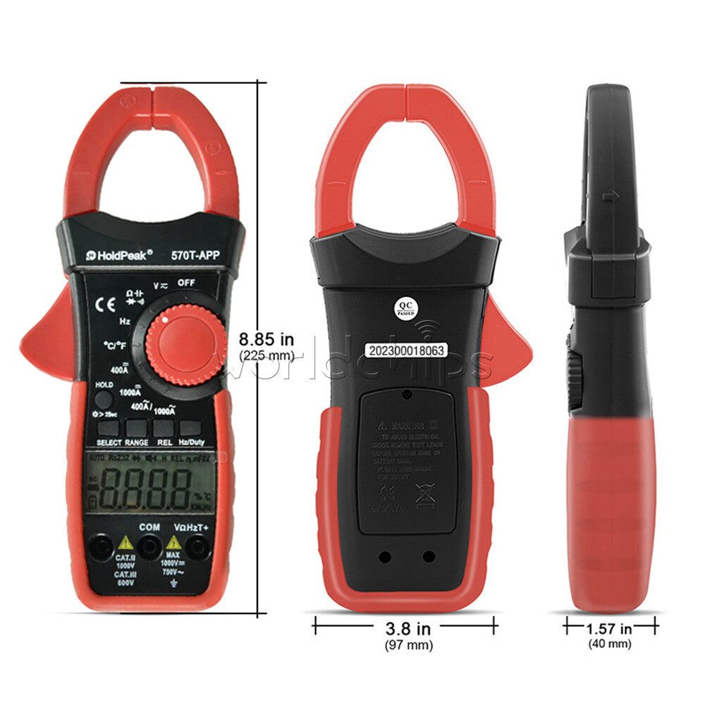 HP570T-APP 400A Handheld Digital Clamp Meter Multimeter AC DC Volt Amp Tester