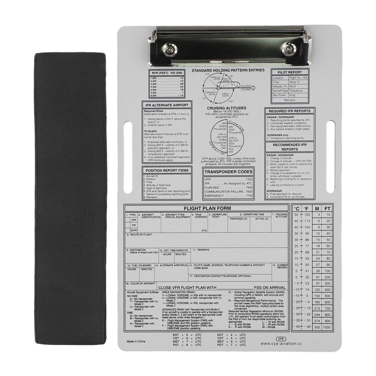 Aluminum Knee Board with Positioning Cards Essential for Flight Students
