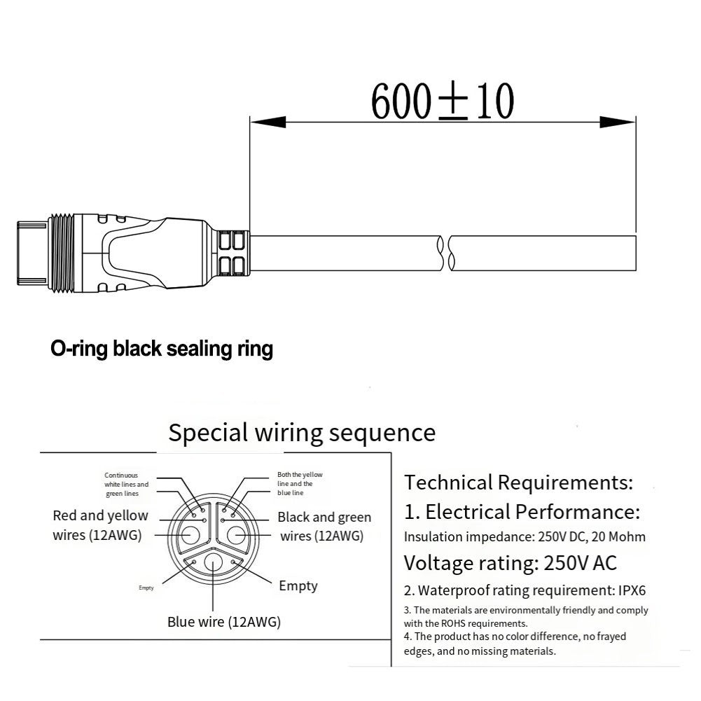 For BAFANG H550 G062 For G063 G060 Compatible Extension Cable 30cm 12AWG