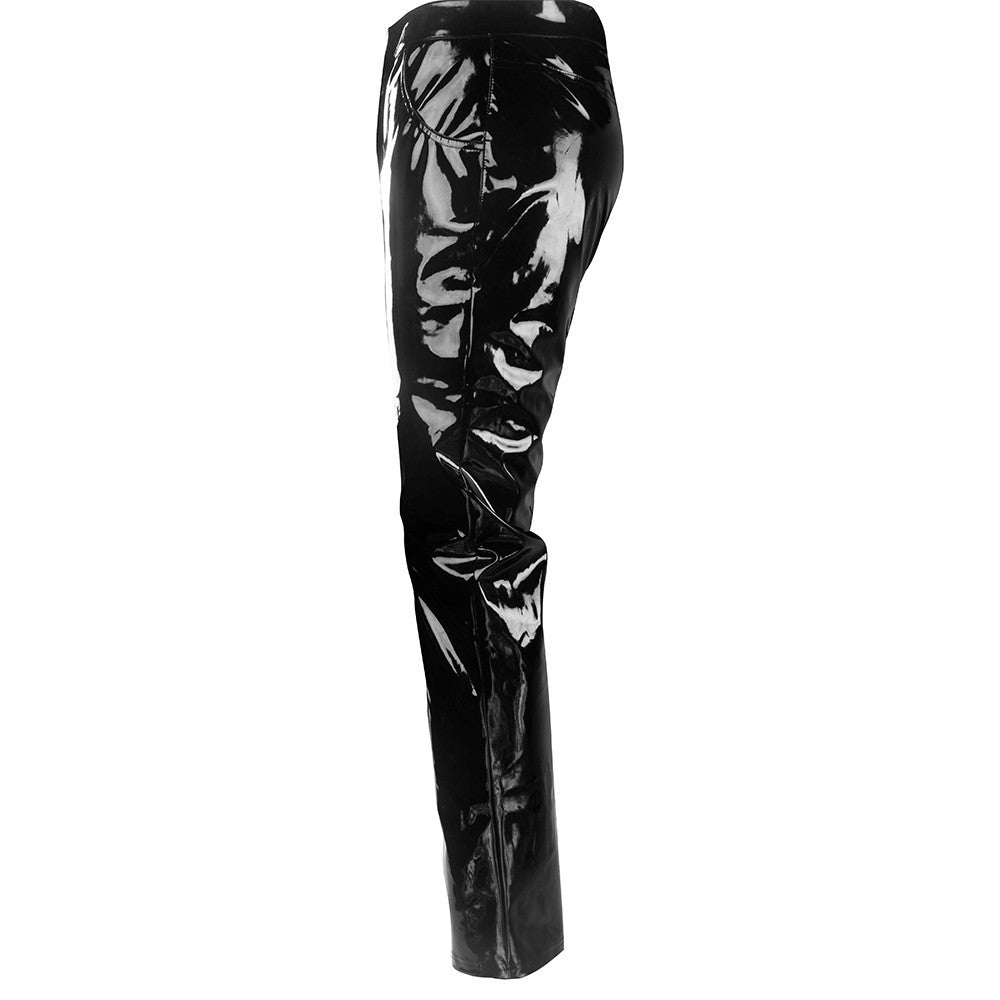 Men Faux Leather PVC Pants Trousers Long Shiny Club Dance Wear Punk Gothic