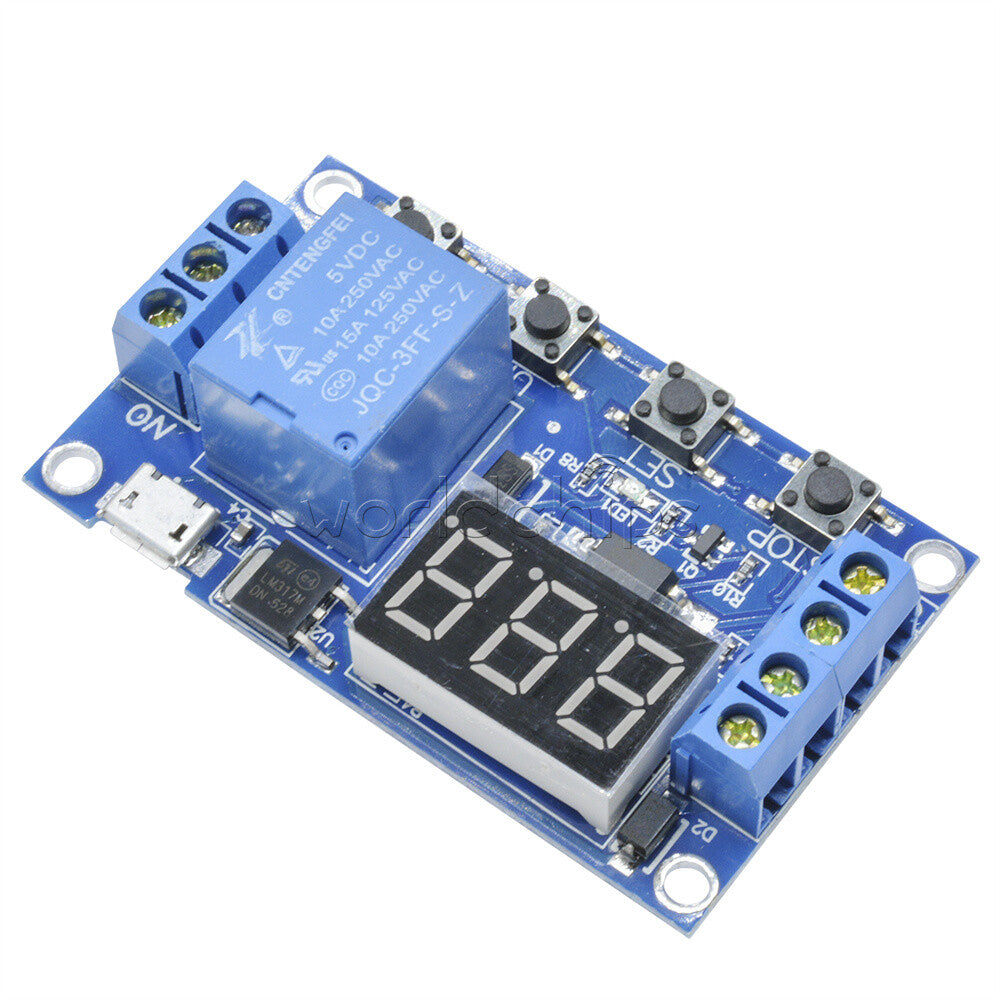 10PCS Digital LED Trigger Delay Cycle Timer Switch Relay Module Micro USB 5V