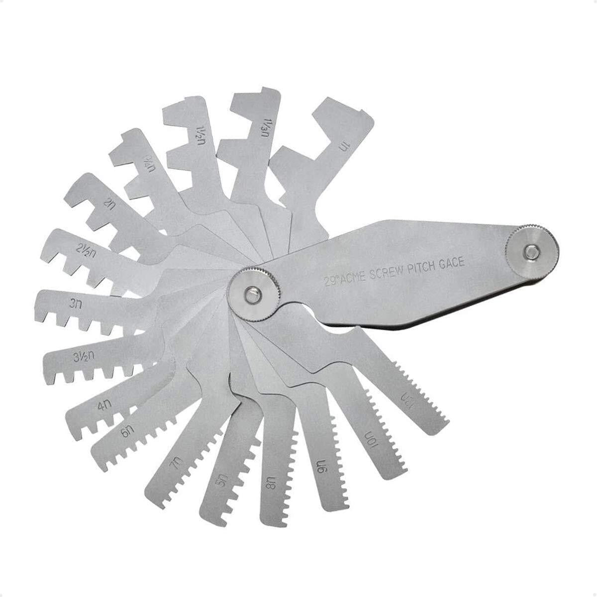 16pcs 29 Degree Acme Screw Pitch Gauge Set Gage Thread Pitch Measuring Tool Set