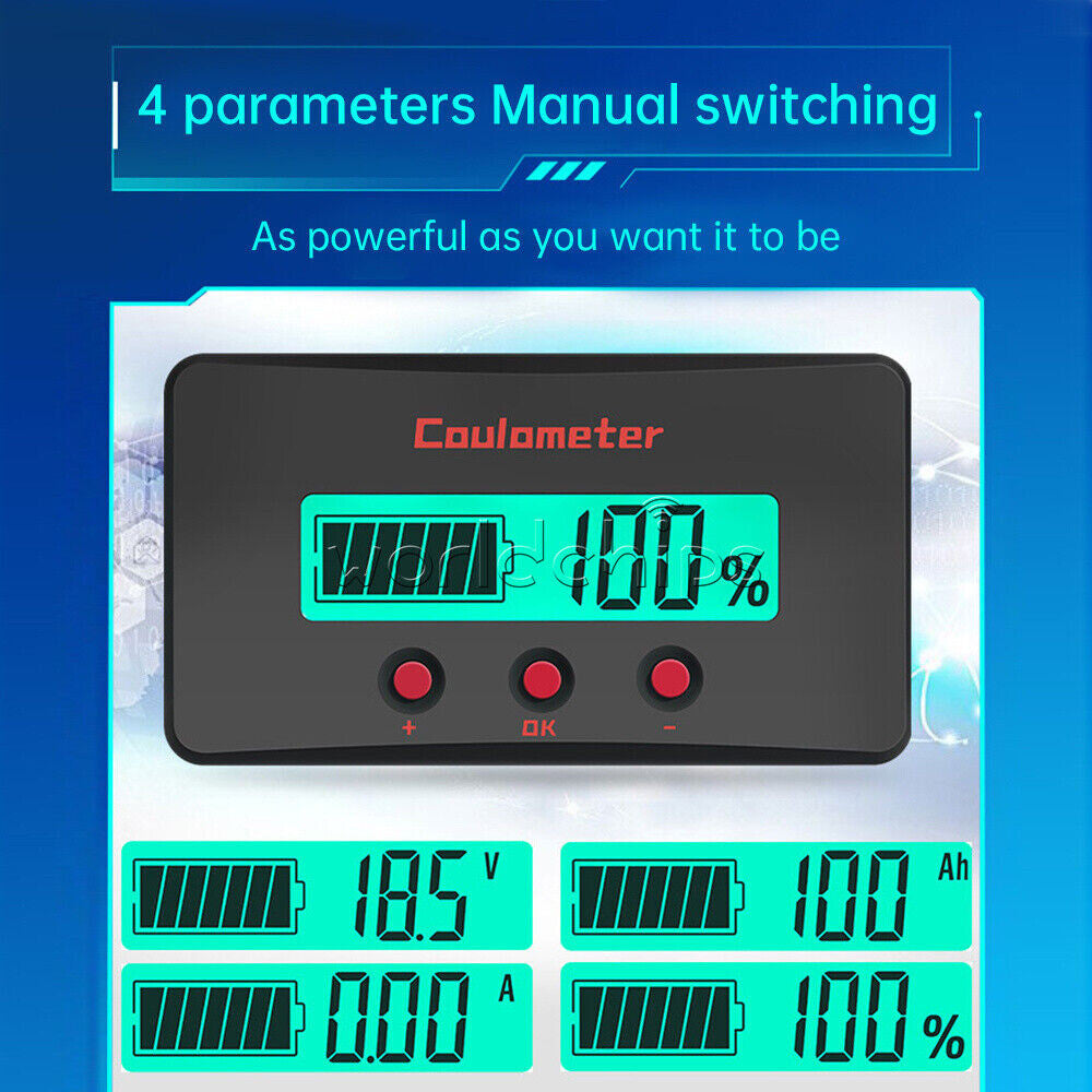 Digital Voltage Current Meter Battery Capacity Tester Power Percentage Indicator
