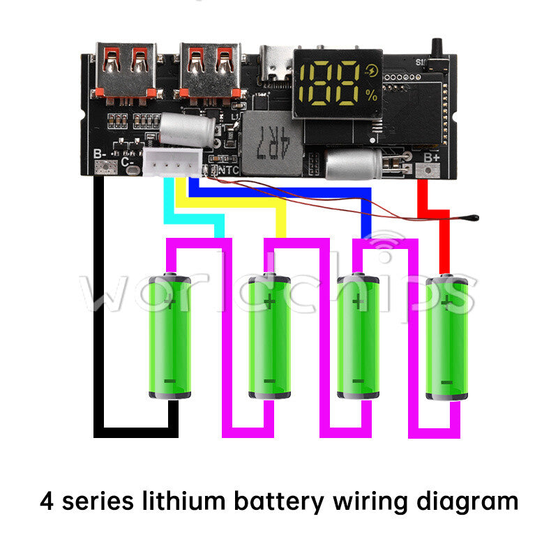 3S 4S 5S 65W 100W 4-USB Two way Fast Charging Module Power Bank Circuit Board