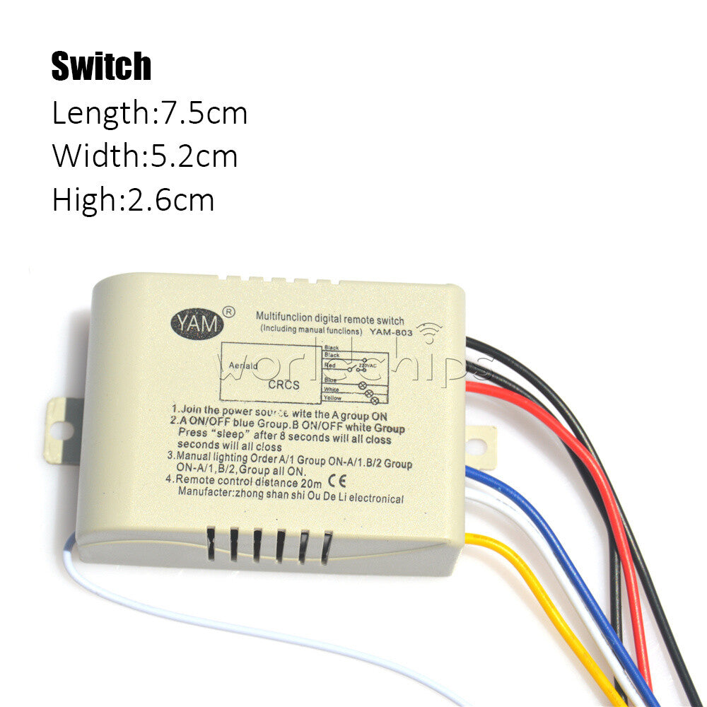 1/2/3/4 Way 220V Wireless Remote Control Switch Light Lamp Receiver Transmitter