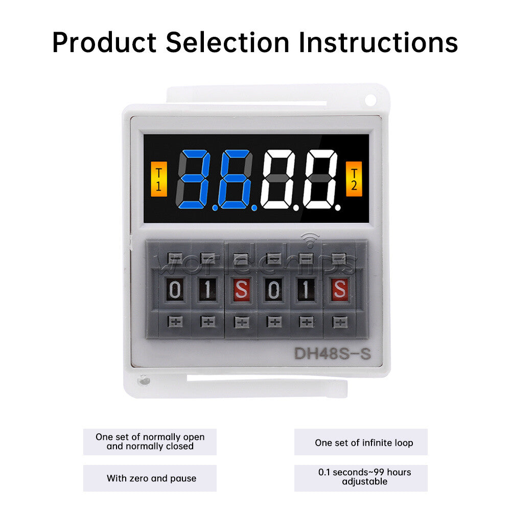 DH48S-S 0.1s-99h AC/DC12V 24V AC220V Cycle Timer Time Switch Relay With Base