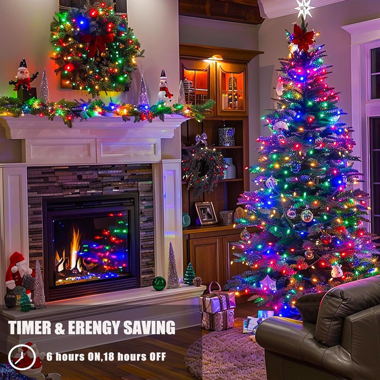 Battery Operated Christmas Lights - 4 Pack Total 66Ft 200 Leds Multicolor Christ