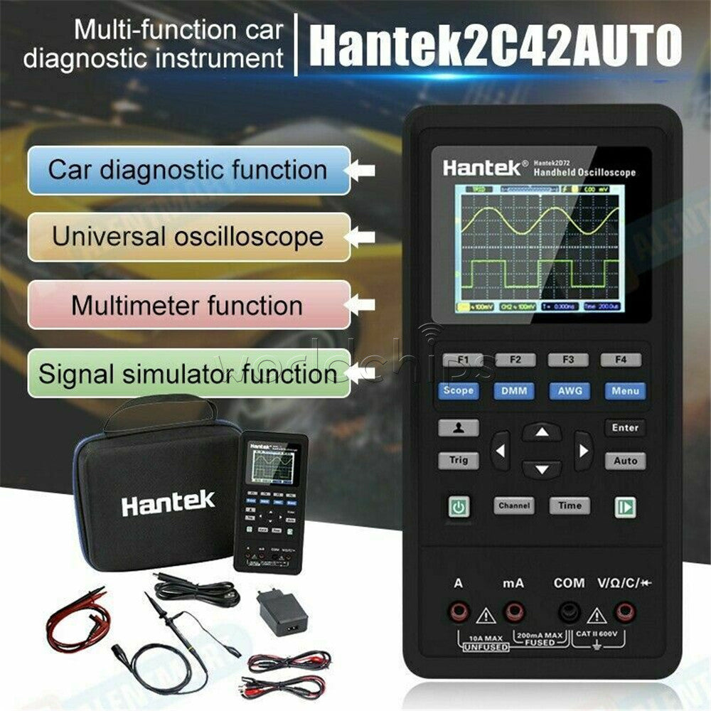 Hantek 2C42 Handheld 2IN1 Oscilloscope DMM Multimeter Tester 40/70MHz 2 Channel