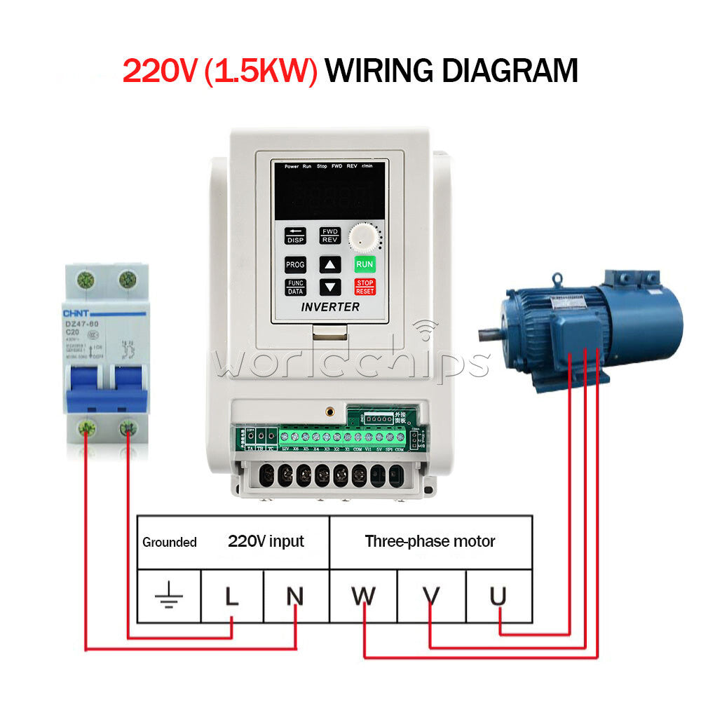 220V 1.5KW Variable Frequency Drive Inverter CNC VFD VSD Single To Three Phase