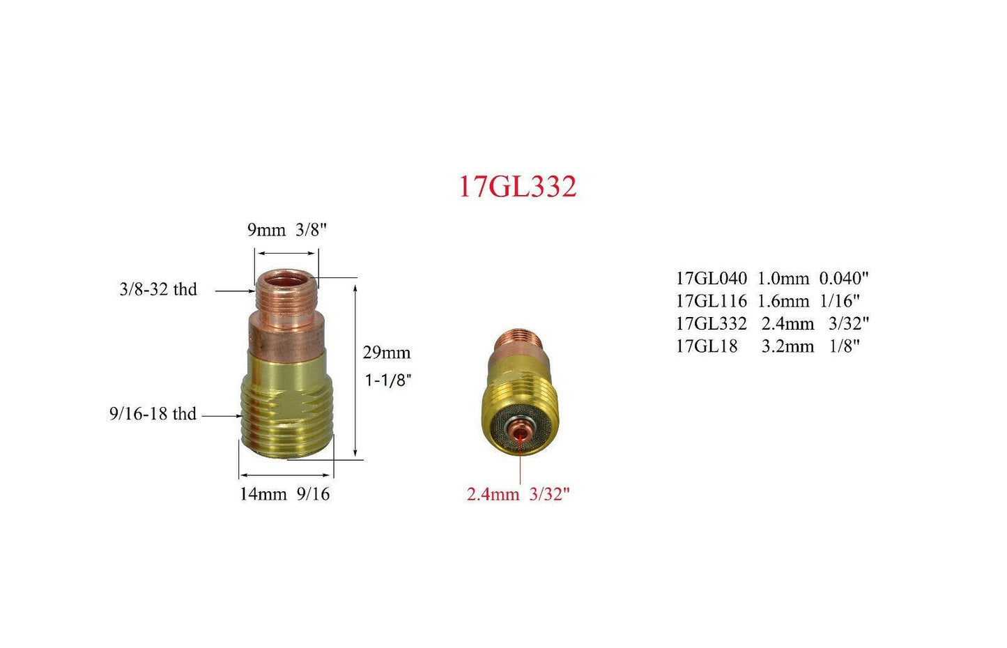 10N24S Welding Accessories 3/32  High quality DB SR WP 17 18 26 Pro