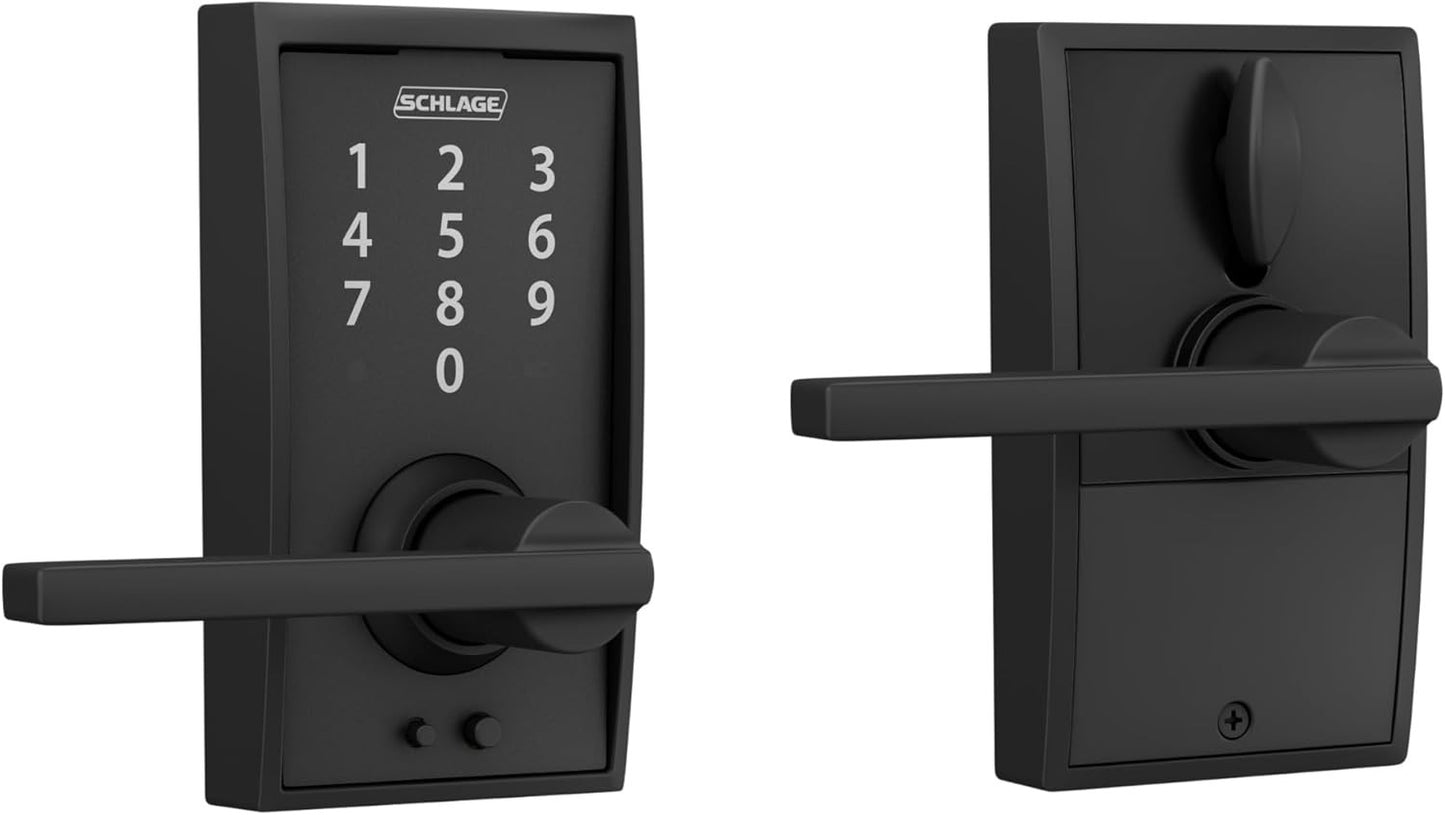 Touch Century Electronic Keyless Entry Lock, FE695, Latitude Lever, Matte Black