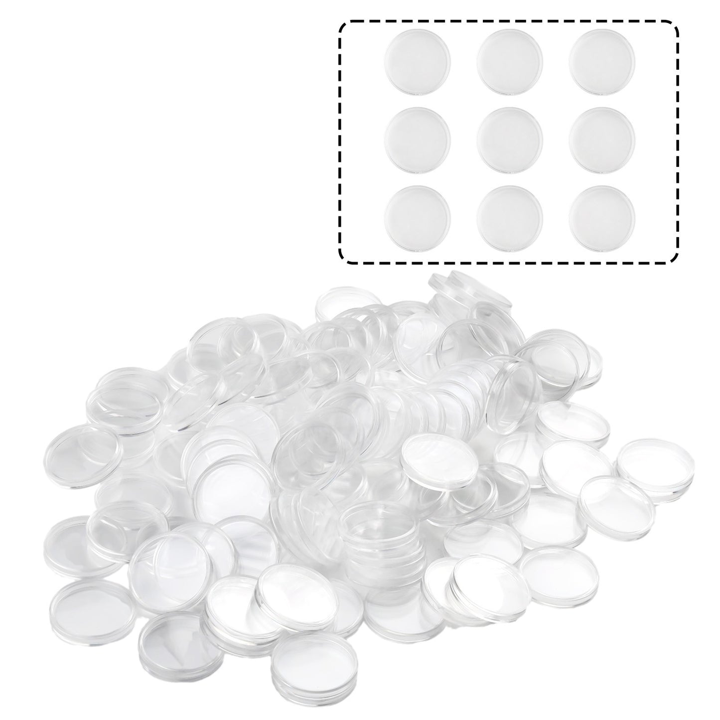 100Pcs Coin Case Holders 34mm Clear Plastic Capsules for Safe Coin Preservation