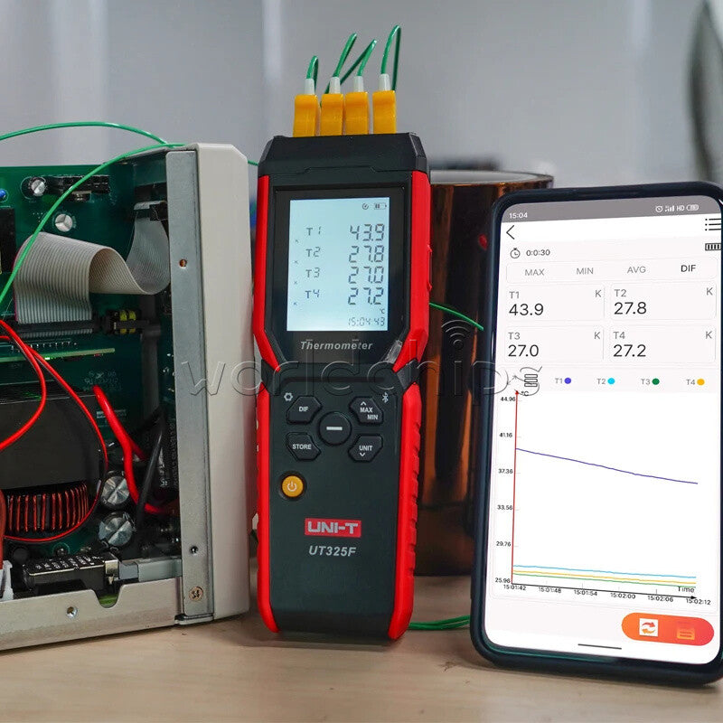 UNI-T UT325F Smart Digital 4Ch Thermocouple Thermometer Bluetooth APP Control