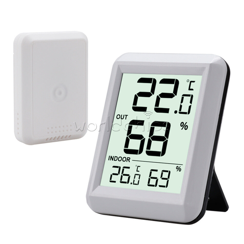433MHz Digital Wireless Indoor Outdoor Thermo-Hygrometer Humidity Meter White