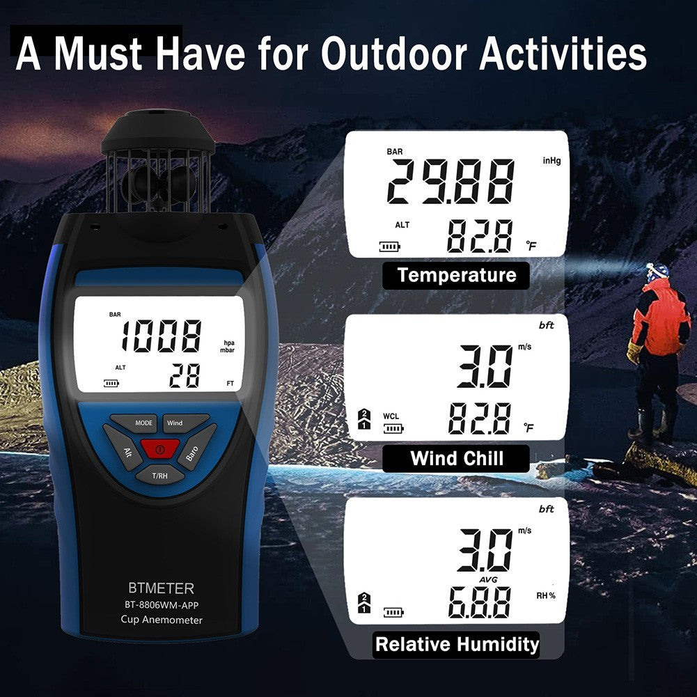Anemometer with Manual Shutdown and Low Battery Indicator Functionality
