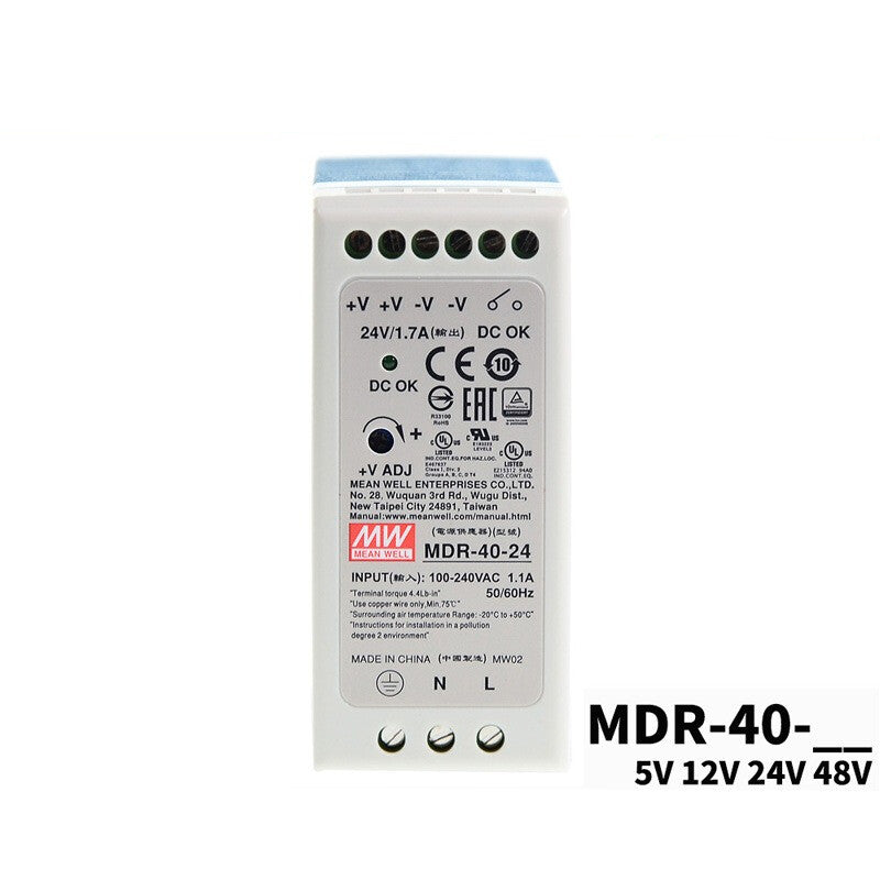 Mean Well Switching Power Supply Module MDR-40 DIN Rail Type 5V12V24V48V DC 40W