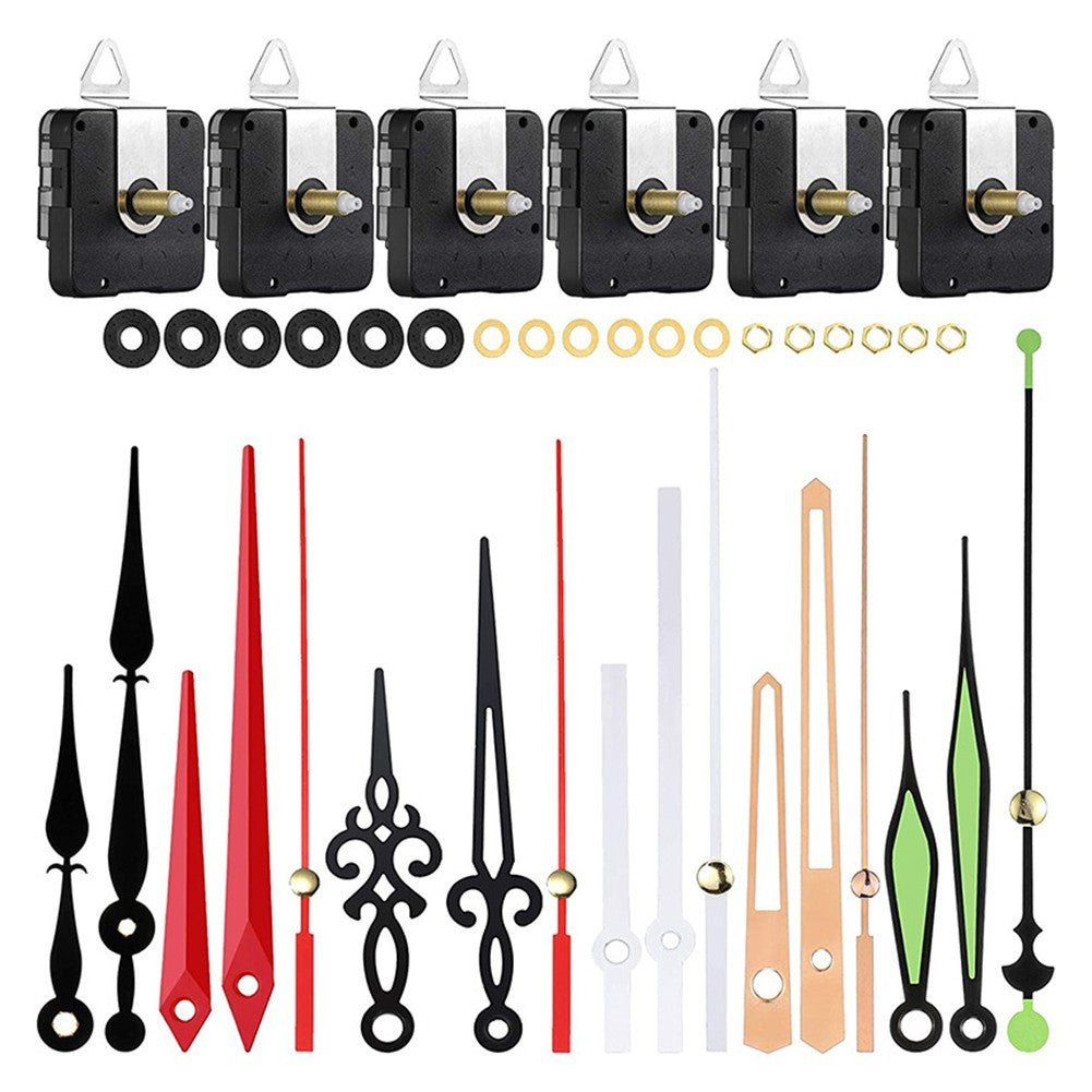 Silent Quartz Clock Movement Kit with 6 Metal Hands for Clock Projects
