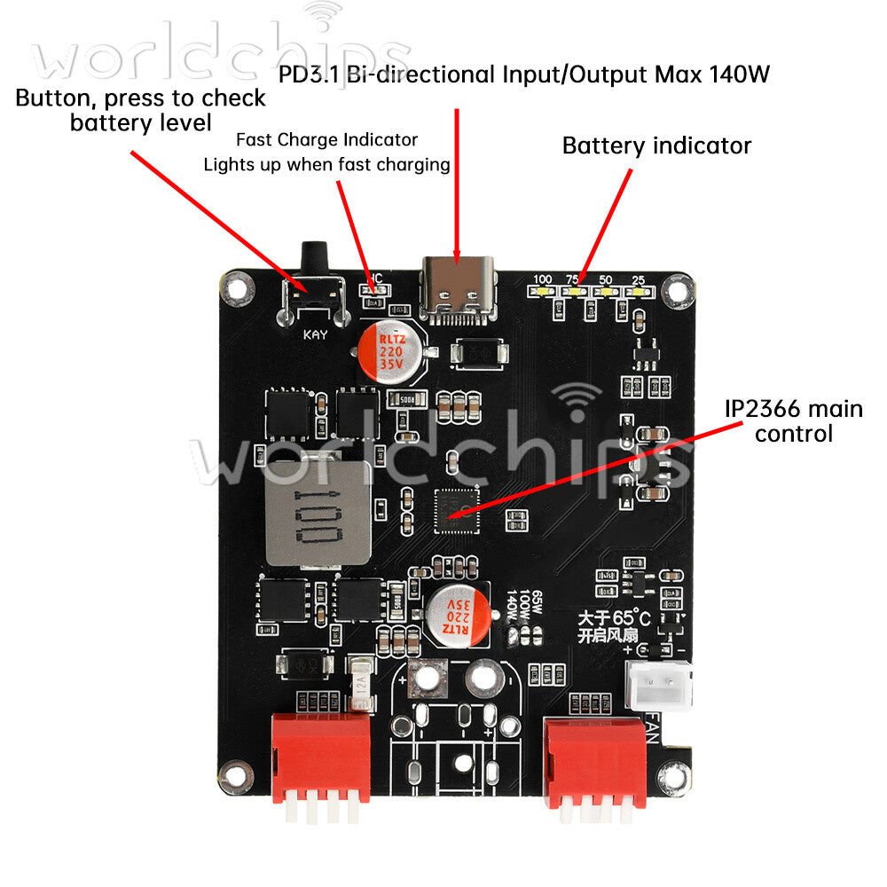 140W Bidirectional Fast Charger Module 2S-6S Li-ion Battery Charging Board