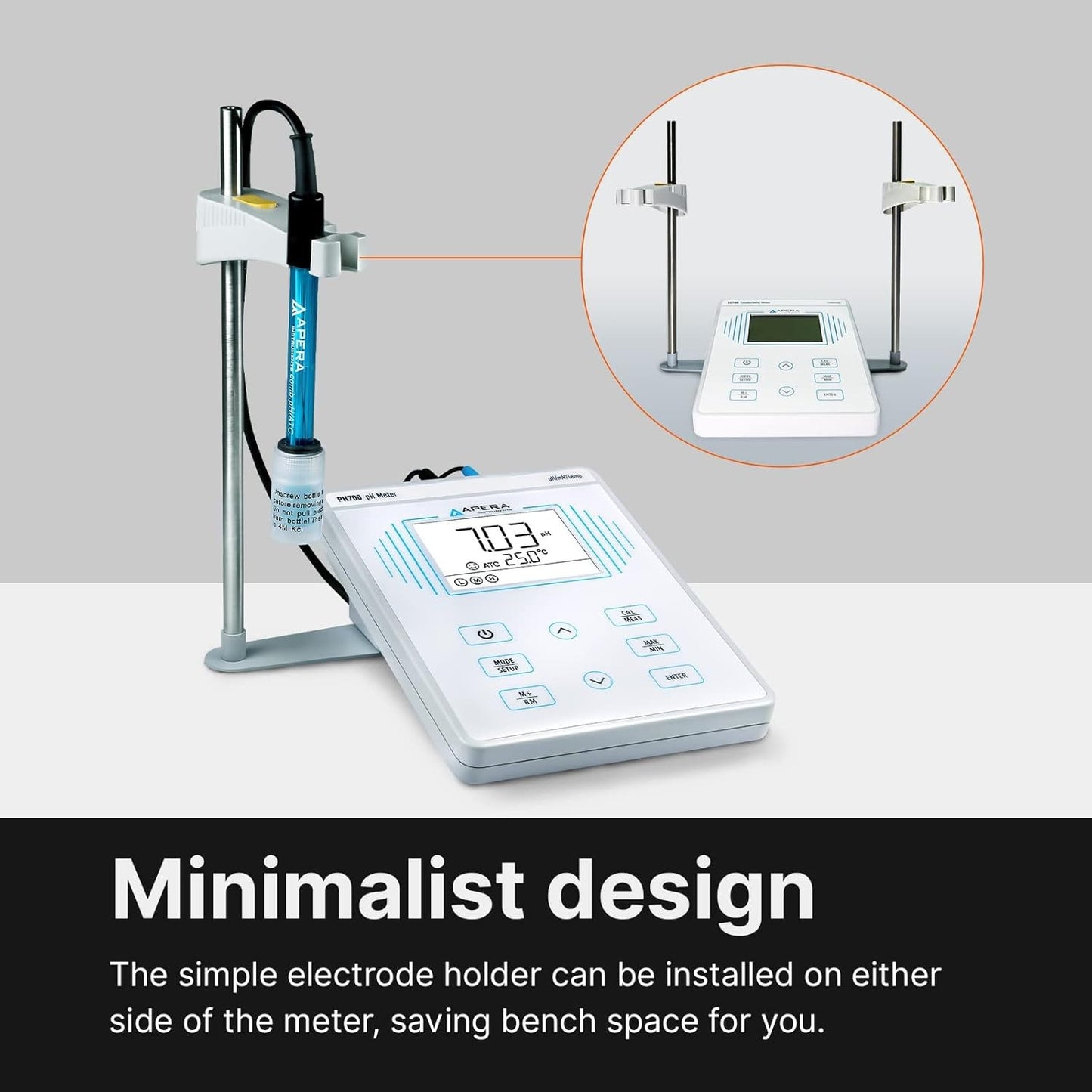 Benchtop Lab pH Meter, PH700, 0.01 Accuracy, Auto Calibration, 3-in-1