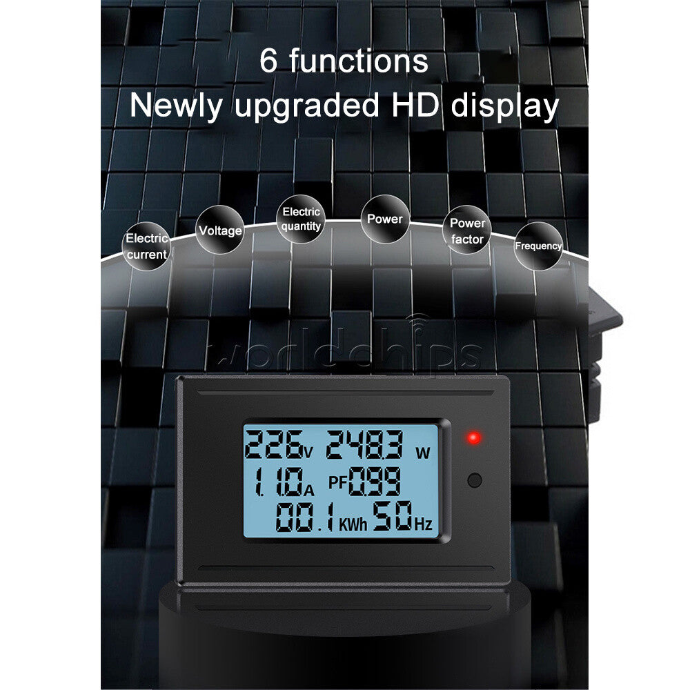 Digital LCD Electrical AC Combo Meter Voltage Current Amp KWh Watt Power Monitor