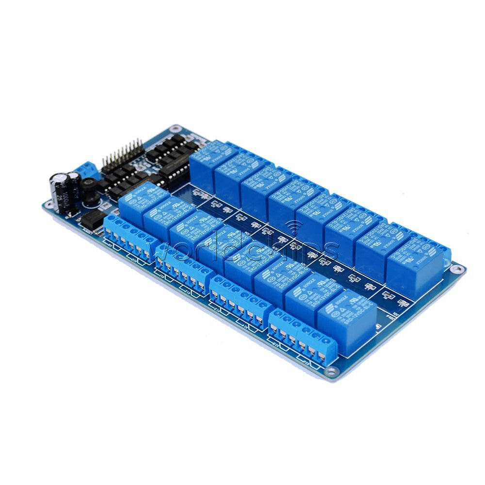 16-Channel Relay Shield Module with optocoupler LM2576 Power supply 12V Arduino