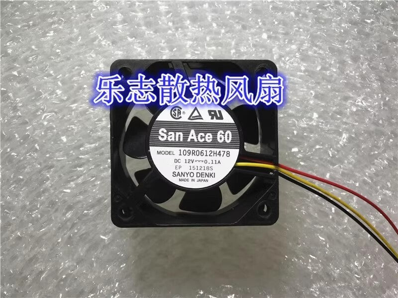 Sanyo San Ace 60 109R0612H478 6025 DC12V 0.11A 3-Wire Silent Cooling Fan